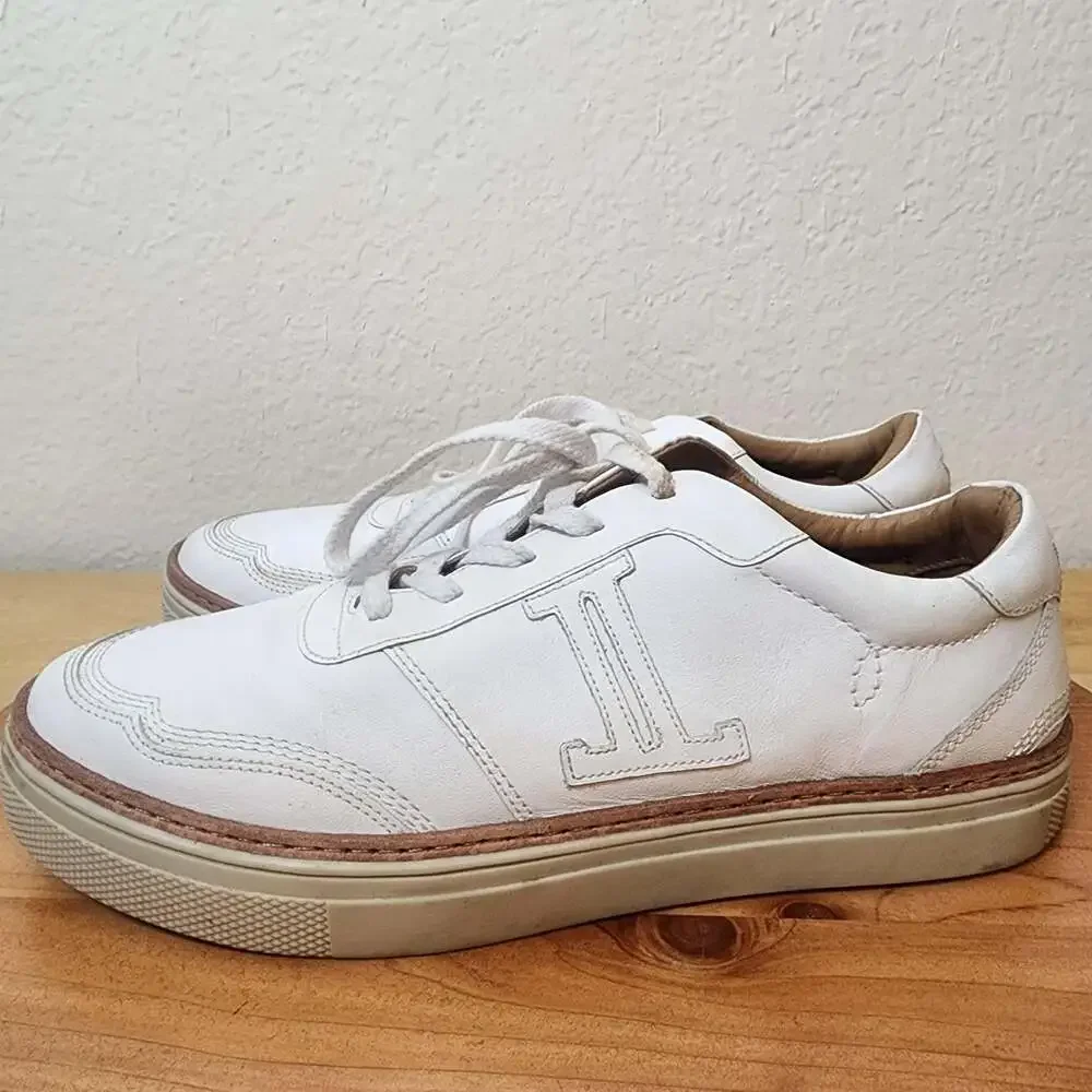 Lucchese 62013 Shoes Womens Size 9 White Leather Handcrafted Low Top Sneakers